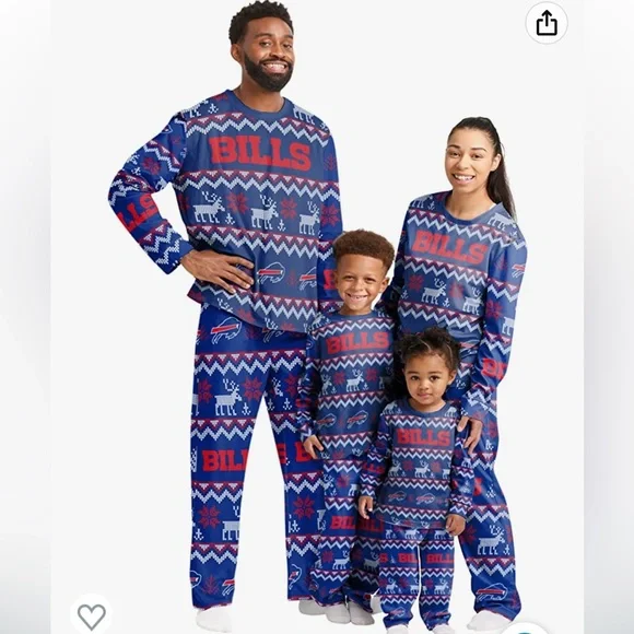 NWT NFL Buffalo Bills Ugly Sweater Print Pajamas - Picture 3 of 7
